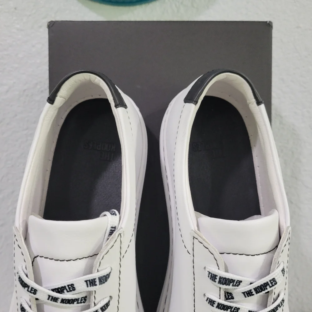 The Kooples Men Low Sneakers White Leather Mens Size 8 /Women 9.5 NEW